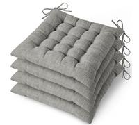 MineCozy Dining Chair Cushions Set of 4 with 16 Fixed Points Soft Kitchen Chair Pads with Ties Seat Cushion for Dining Room 42X42X7cm/16.5"X16.5"X2.7" Light Grey