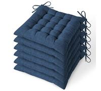 MineCozy Dining Chair Cushions Set of 6 with 16 Fixed Points Soft Kitchen Chair Pads with Ties Seat Cushion for Dining Room 42x42x7cm/16.5"x16.5"x2.7" Navy