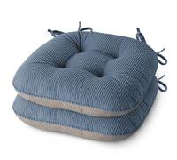 MineCozy Indoor Chair Cushions for Dining Room Set of 2 Non Slip Kitchen Chair Cushions with Ties Tufted Seat Pads 42x40x8cm/17 x16 x3 Light Blue