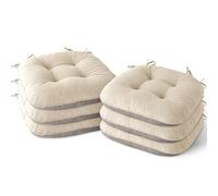 MineCozy Indoor Chair Cushions for Dining Room Set of 6 Non Slip Kitchen Chair Cushions with Ties Tufted Seat Pads 42x40x8cm/17 x16 x3 Cream