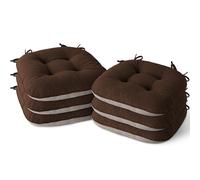 MineCozy Indoor Chair Cushions for Dining Room Set of 6 Non Slip Kitchen Chair Cushions with Ties Tufted Seat Pads 42x40x8cm/17 x16 x3 Coffee