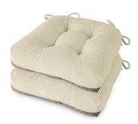MineCozy Indoor Kitchen Chair Cushions Set of 2 Dining Chair Cushions with Ties Tufted and Comfortable Kitchen Seat Pads wth Non-Slip Bottom 46x42x8cm (18"x16.5"x3") Cream