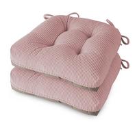 MineCozy Indoor Kitchen Chair Cushions Set of 2 Dining Chair Cushions with Ties Tufted and Comfortable Kitchen Seat Pads wth Non-Slip Bottom 46x42x8cm (18"x16.5"x3") Light Pink