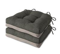 MineCozy Indoor Kitchen Chair Cushions Set of 2 Non Slip Tufted Chair Pads with Ties Thick Dining Room Dining Room Seat Cushions 16'' x 16'' x 4'' Dark Grey