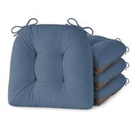 MineCozy Indoor Kitchen Chair Cushions Set of 4 Dining Chair Cushions with Ties Tufted and Comfortable Kitchen Seat Pads wth Non-Slip Bottom 46x42x8cm (18"x16.5"x3") Light Blue