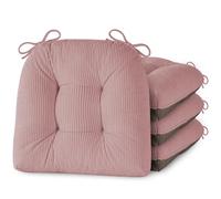 MineCozy Indoor Kitchen Chair Cushions Set of 4 Dining Chair Cushions with Ties Tufted and Comfortable Kitchen Seat Pads wth Non-Slip Bottom 46x42x8cm (18"x16.5"x3") Light Pink