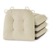 MineCozy Indoor Kitchen Chair Cushions Set of 4 Dining Chair Cushions with Ties Tufted and Comfortable Kitchen Seat Pads wth Non-Slip Bottom 46x42x8cm (18"x16.5"x3") Cream