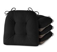 MineCozy Indoor Kitchen Chair Cushions Set of 4 Dining Chair Cushions with Ties Tufted and Comfortable Kitchen Seat Pads wth Non-Slip Bottom 46x42x8cm (18"x16.5"x3") Black