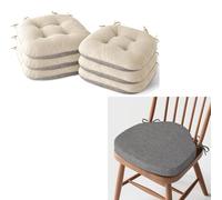 MineCozy Light Grey Windsor Chair Cushion 1 Pack and Cream Dining Chair Cushions 6 Pack