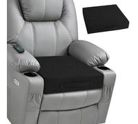 MineCozy Recliner Cushions for Elderly Square Chair Pads with Non-Slip Bottom for Couch Armchairs Booster Comfy 50x50x9.5cm Recliner Cushion for Long Sitting with Washable Cover 1 Pack Black