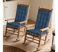 MineCozy Rocking Chair Cushion Indoor 2 Pack Extra Large Rocking Chair Pads High Back Non Slip Textured Set of Seat Back Cushion with Ties for Wooden Rocker 20x20 Inch Navy