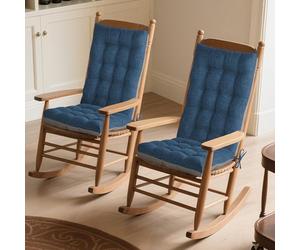 MineCozy Rocking Chair Cushion Indoor 2 Pack Extra Large Rocking Chair Pads High Back Non Slip Textured Set of Seat Back Cushion with Ties for Wooden Rocker 20x20 Inch Navy