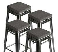 MineCozy Set of 4 Bar Stool Cushions Square 12" x 12" Small Cushions for Bar Stools with Ties Small Seat Pads with Washable Cover Dark Grey