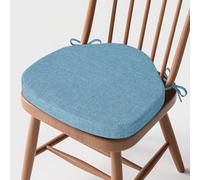 MineCozy Windsor Chair Cushions for Dining Chairs 1 Pack Non Slip Kitchen Seat Cushion with Ties and Washable Covers Indoor Comfortable Seat Pad with Thick Foam 16.5" x 15.5" x 2" Light Blue