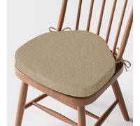 MineCozy Windsor Chair Cushions for Dining Chairs 1 Pack Non Slip Kitchen Seat Cushion with Ties and Washable Covers Indoor Comfortable Seat Pad with Thick Foam 16.5" x 15.5" x 2" Beige