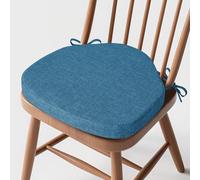 MineCozy Windsor Chair Cushions for Dining Chairs 1 Pack Non Slip Kitchen Seat Cushion with Ties and Washable Covers Indoor Comfortable Seat Pad with Thick Foam 16.5" x 15.5" x 2" Blue