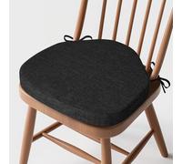 MineCozy Windsor Chair Cushions for Dining Chairs 1 Pack Non Slip Kitchen Seat Cushion with Ties and Washable Covers Indoor Comfortable Seat Pad with Thick Foam 16.5" x 15.5" x 2" Black