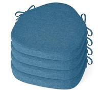 MineCozy Windsor Chair Cushions for Dining Chairs 4 Pack Non Slip Kitchen Seat Cushion with Ties and Washable Covers Indoor Comfortable Seat Pad with Thick Foam 16.5" x 15.5" x 2" Blue