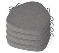 MineCozy Windsor Chair Cushions for Dining Chairs 4 Pack Non Slip Kitchen Seat Cushion with Ties and Washable Covers Indoor Comfortable Seat Pad with Thick Foam 16.5" x 15.5" x 2" Light Grey