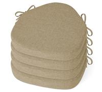 MineCozy Windsor Chair Cushions for Dining Chairs 4 Pack Non Slip Kitchen Seat Cushion with Ties and Washable Covers Indoor Comfortable Seat Pad with Thick Foam 16.5" x 15.5" x 2" Beige