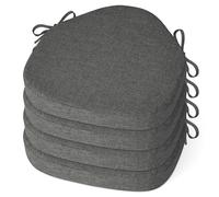 MineCozy Windsor Chair Cushions for Dining Chairs 4 Pack Non Slip Kitchen Seat Cushion with Ties and Washable Covers Indoor Comfortable Seat Pad with Thick Foam 16.5" x 15.5" x 2" Dark Grey