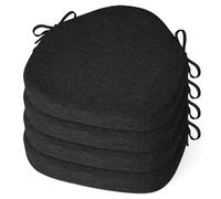 MineCozy Windsor Chair Cushions for Dining Chairs 4 Pack Non Slip Kitchen Seat Cushion with Ties and Washable Covers Indoor Comfortable Seat Pad with Thick Foam 16.5" x 15.5" x 2" Black