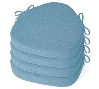 MineCozy Windsor Chair Cushions for Dining Chairs 4 Pack Non Slip Kitchen Seat Cushion with Ties and Washable Covers Indoor Comfortable Seat Pad with Thick Foam 16.5" x 15.5" x 2" Light Blue