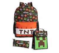 Minecraft 3 Piece Backpack Set | Unisex Kids Multicoloured Minecraft Multicolor One Size