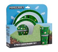 Minecraft 3 Piece Dinner Set with one dinner plate, Soup bowl & Tumbler BPA-free & Reusable Plastic Dinner Set and Dishwasher Safe for fan & Collecto