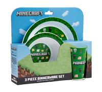 Minecraft 3 Piece Dinner Set with one dinner plate, Soup bowl & Tumbler BPA-free & Reusable Plastic Dinner Set and Dishwasher Safe for fan & Collector Officially Merchandise