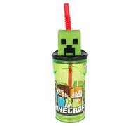 Minecraft 3D Figurine Tumbler for Kids, Childrens Drinking Cup with Reusable Straw, BPA Free Plastic Tumbler Great for Picnics, School, Camping, or Just Everyday Use, 360 ml