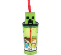 Minecraft 3D Kids Cup with Straw - 360ml Reusable Tumbler - BPA-Free Plastic Character Bottle for School, Lunchbox, Playtime - Perfect Gaming Gift for Children