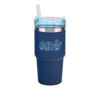 Minecraft 600Ml Insulated Cup With Straw, Blue Tumbler For Hot & Cold Drinks, Official Gamer Bottle Gift , Paladone
