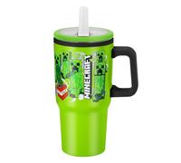 Minecraft 640mL Double Walled Vacuum Insulated Tumbler with Straw & Handle | Stainless Steel Kids Tumbler Cup, Reusable Insulated Travel Mug for Cold & Hot Drinks | Cold for 2Hrs and Hot for 2Hrs