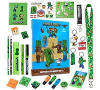 Minecraft Advent Calendar 2025 for Kids Teens, Creeper Stationery & Accessories Christmas Countdown Calendar, Pens Keyrings Gadgets, Gifts for Gamers (Blue)