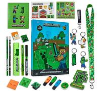 Minecraft Advent Calendar 2025 Stationery and Accessories Creeper Christmas Countdown Calendar Pens Gamer Stickers Keyring (Green)