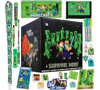Minecraft Advent Calendar 2026 for Kids & Teens, 24 Stationery Surprises | Creeper Stationery & Accessories Christmas Countdown Calendar, Pens Keyrings Gadgets, Gifts for Gamers (Black Cube)
