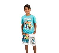 Minecraft Adventure Mode Boy's Short Sleeve Shirt & Lounge Shorts Combo Set, Blue, Medium