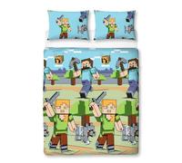 Minecraft Adventure Reversible Duvet Cover Set in Light Blue | Size: Double Minecraft Light Blue Double
