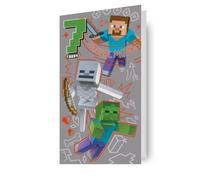 MINECRAFT BIRTHDAY CARD AGE 7 HAPPY 7TH BIRTHDAY CARD