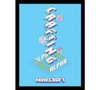 Minecraft Alpha Framed Poster in Mid Blue Minecraft Mid Blue
