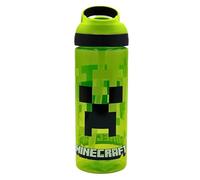 Minecraft Atlantic Creeper Drinks Bottle with Logo | Eco Friendly BPA-free Plastic School Water Bottle with Removable straw, spill Proof | Gift for Minecraft fan | Official Merch 600ML