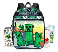 Minecraft Backpack for Boys 6-8 - Bundle with 16” Creeper School Bag, Water Bottle, Stickers, More | Minecraft School Backpack Set for Kids, Boys