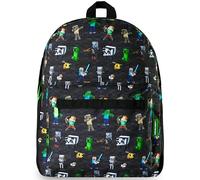 Minecraft Backpack for Kids Teenagers Gaming Rucksack School Bag Creeper Daypack Travel Bag for Days Out PE Sports Gamer Gifts (Black Aop)