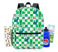 Minecraft Backpack Set - Bundle with 16” Video Game Backpack, Water Bottle, Stickers, More | Minecraft Creeper School Bag Set for Kids, Boys
