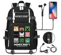 MINECRAFT Backpack Waterproof School Bags Laptop Rucksack Travel USB Backpack Capacity Bookbag For Boys Girls WJ style 10