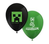 Pack of 8 Minecraft Latex Balloons - Green and Black