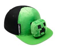 Minecraft Baseball Cap Boys Peaked Sun Hat with Removable Plush Accessory Sports Holiday Essentials Gamer Gifts for Boys (Green/Black)