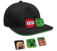 Minecraft Baseball Cap Boys Peaked Sun Hat with Removable Plush Accessory Sports Holiday Essentials Gamer Gifts for Boys (Black)