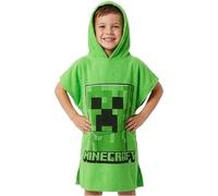 Minecraft Bath Towel with Hood for Kids and Teenagers Changing Robe Absorbent Creeper Poncho Towel for Swimming Bath Shower Beach Holiday Essentials (Green, 6-9 Years)